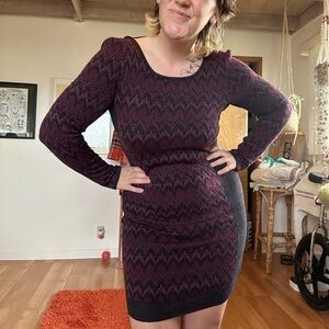 Free People Deep Purple Long Sleeve Dress